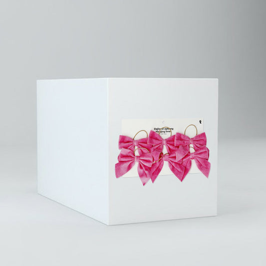Hanging pink velvet bows - 6 pcs